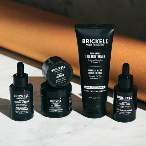 Brickell Men's Anti-Aging Skin Care Set - Night Cream, Vitamin C Serum, SPF Moisturizer & Eye Cream
