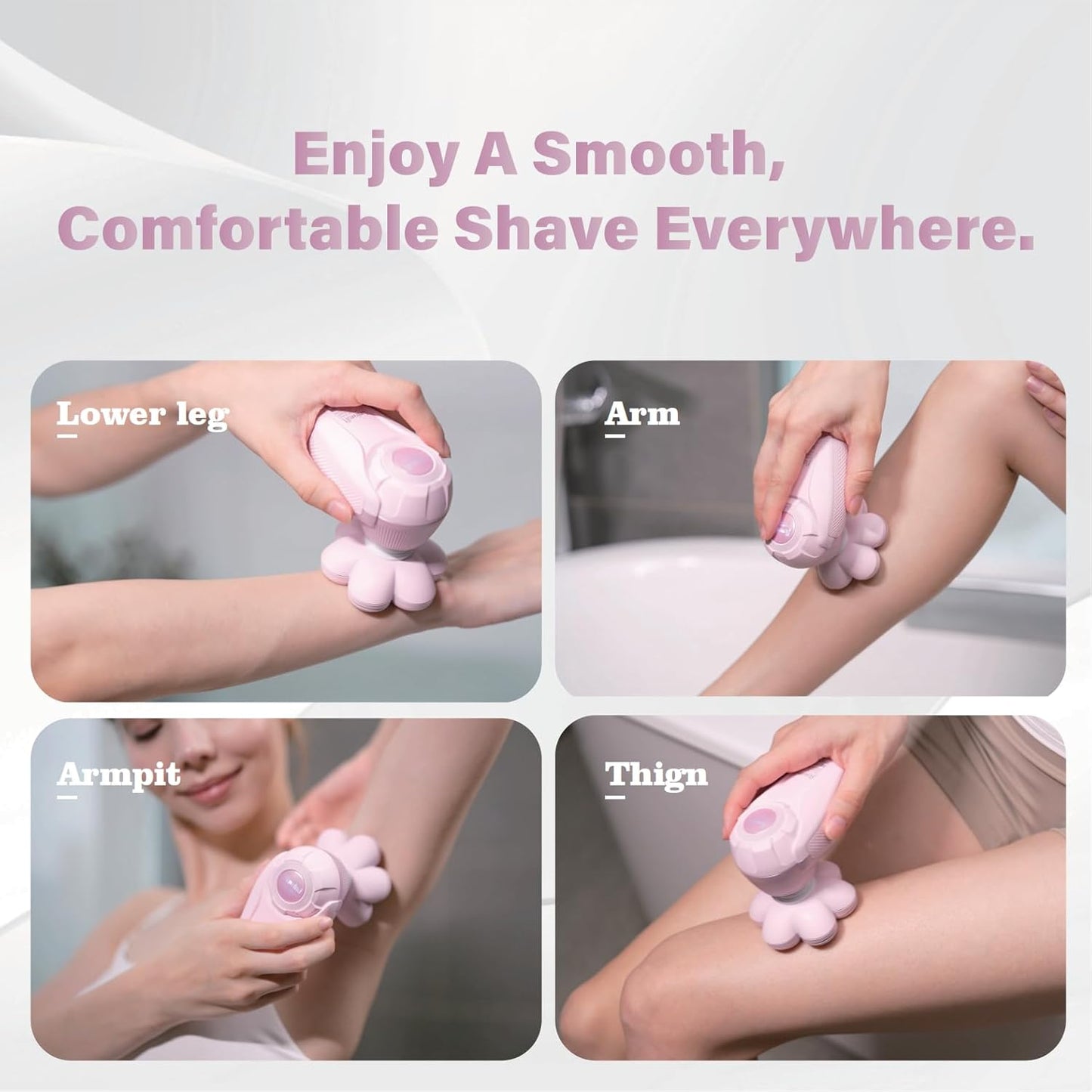 Skiennix 3-in-1 Electric Razor for Women - Painless Bikini Trimmer & Body Shaver | IPX7 Waterproof, Pink