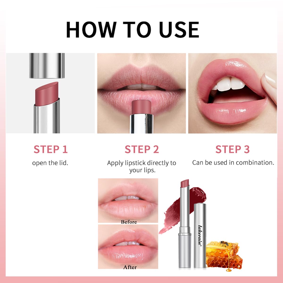 Sheeyoon Honey Lipstick - Hydrating Tinted Lip Balm with Sheer Formula | Natural Glossy Finish (2 Pcs Pink)