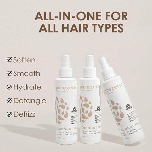 Purezero 9-in-1 Leave-In Conditioner Spray - Multi-Action Hair Treatment for Moisture & Frizz Control | 6 oz