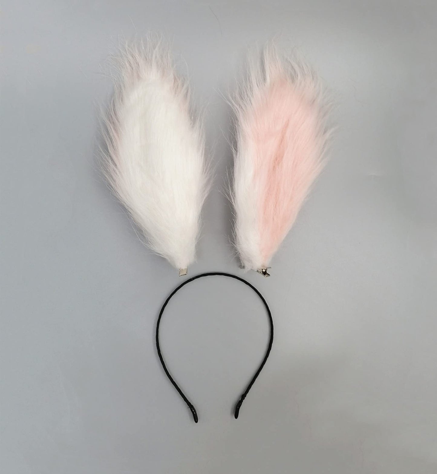 Fxaelian Cosplay Pink White Rabbit Bunny Long Ears Headband Hairband Hair Clips Headpeice Easter Halloween Costume Party Headpiece Headwear Hair Accessories Pink White