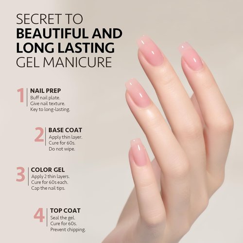 GAOY Sheer Pink Nude Gel Nail Polish, 16ml Jelly Neutral Peach Translucent Color 1355 UV Light Cure Gel Polish for Nail Art DIY Manicure and Pedicure at Home