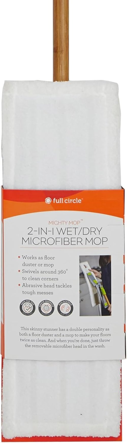 Full Circle Mighty Mop - 2-in-1 Wet/Dry Microfiber Cleaning Head | Versatile White Design