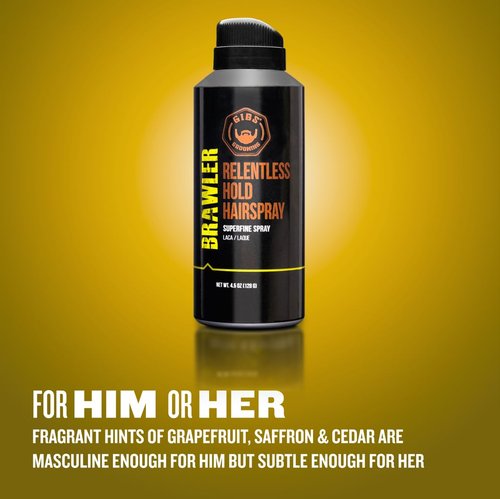 GIBS Grooming Brawler Hairspray - Strong Hold & Flexible Finish | 4.5oz Size