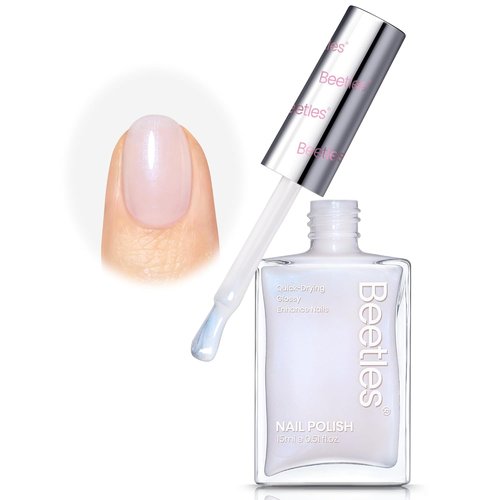 Beetles Nail Polish - Fast Dry Jelly White Nail Concealer with Blue Glitter | 0.51 FL OZ for Strengthening Thin Nails