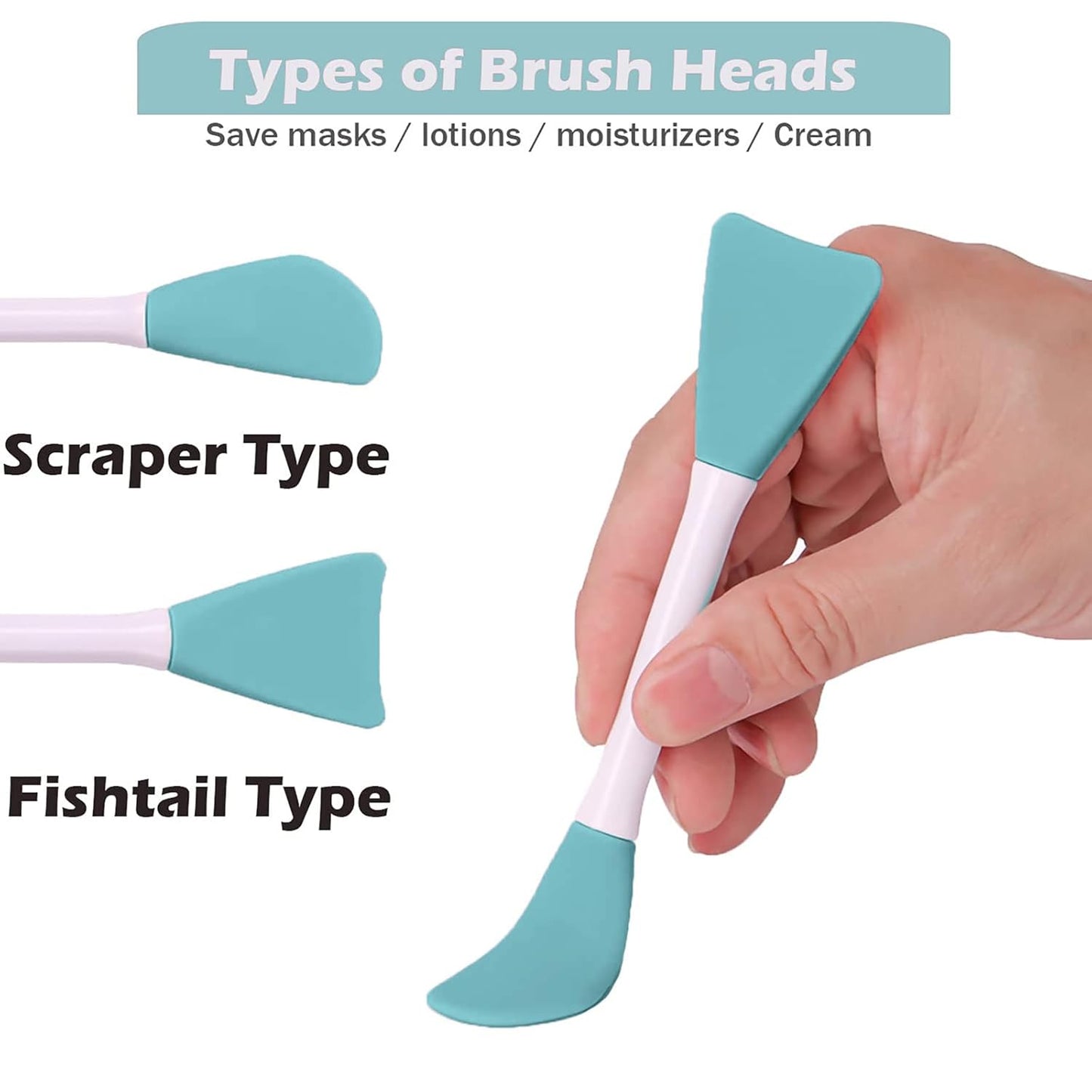 Skiennix Silicone Face Mask Applicator Brush - Double-End Handheld Tool for Cream & Clay Masks