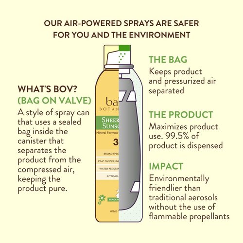 Babo Botanicals Sheer Zinc Sunscreen Spray SPF 30 - Natural Zinc Oxide - Water Resistant & Vegan - For Sensitive Skin