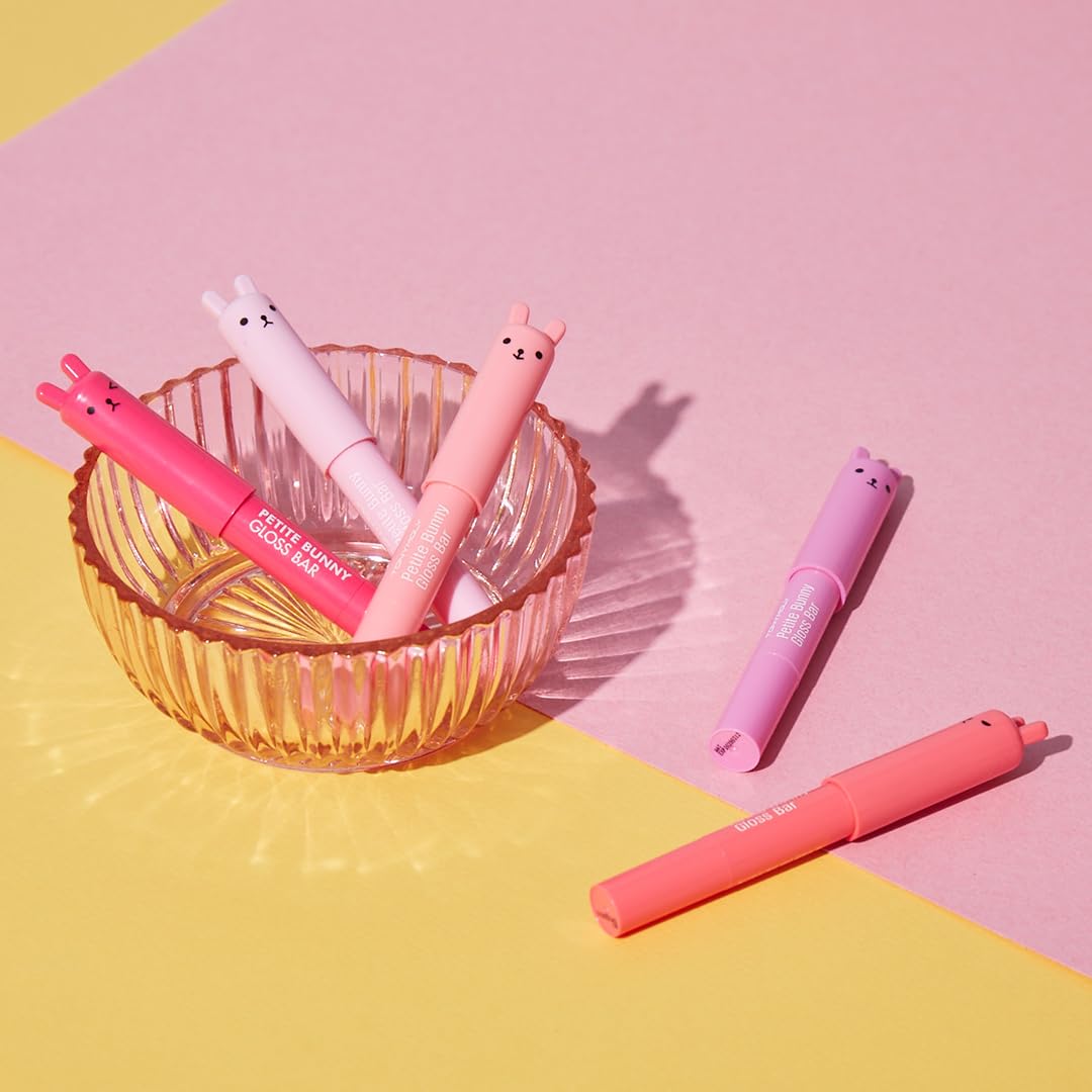 TONYMOLY Petit Bunny Lip Gloss Set - Hydrating Korean Lip Crayons with Vitamin E | 3 Pack for Easter Gifts