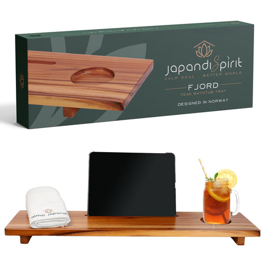 Superior Teak Bathtub Tray for Standard Tubs - Towel & Gift Box Bundle - Sustainable Minimalist Wood Bath Tray for Tub - Anti-Slip Bath Table Tray - Bath Caddy 29 in.