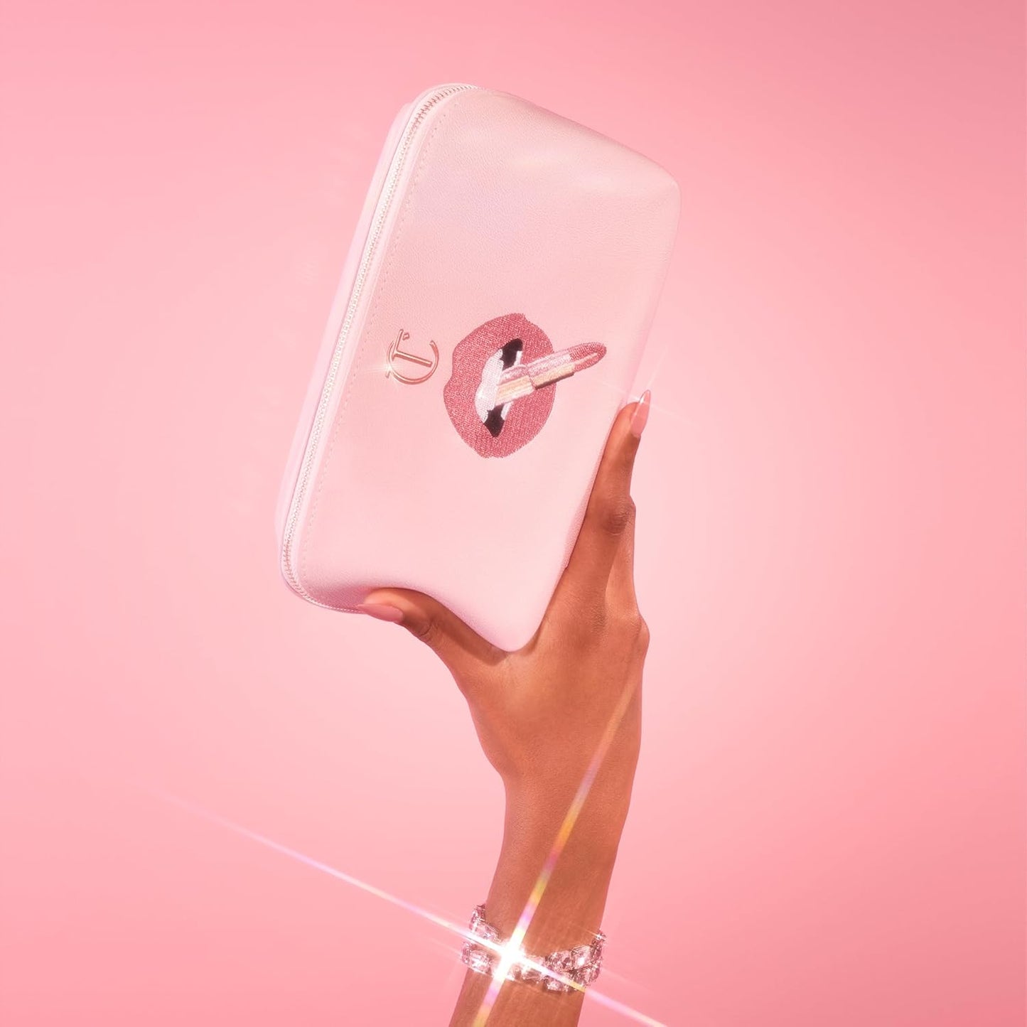 Charlotte Tilbury Pillow Talk Makeup Bag - Travel Cosmetic Bag in Iconic Pink with Rose Gold Zip