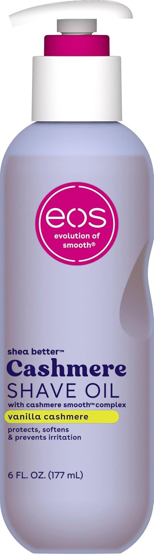 Eos Cashmere Shave Oil - Moisturizing Vanilla Cashmere Formula with Shea Butter & Glycerin, 6 fl oz