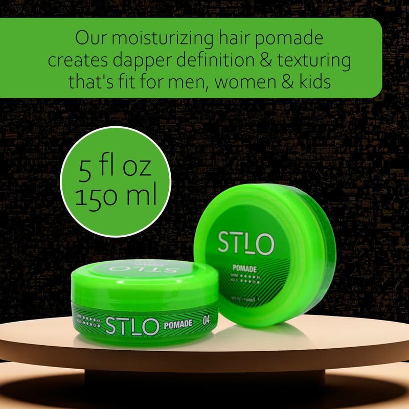 STLO Pomade - High Shine Hair Styling Cream for Medium Hold & Frizz Control | All-Day Professional Look