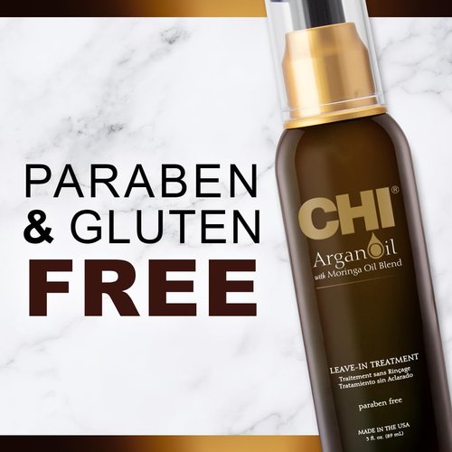 CHI Argan Oil Leave-In Treatment - Lightweight Formula with Moringa Oil for Dull & Damaged Hair | 3 Oz