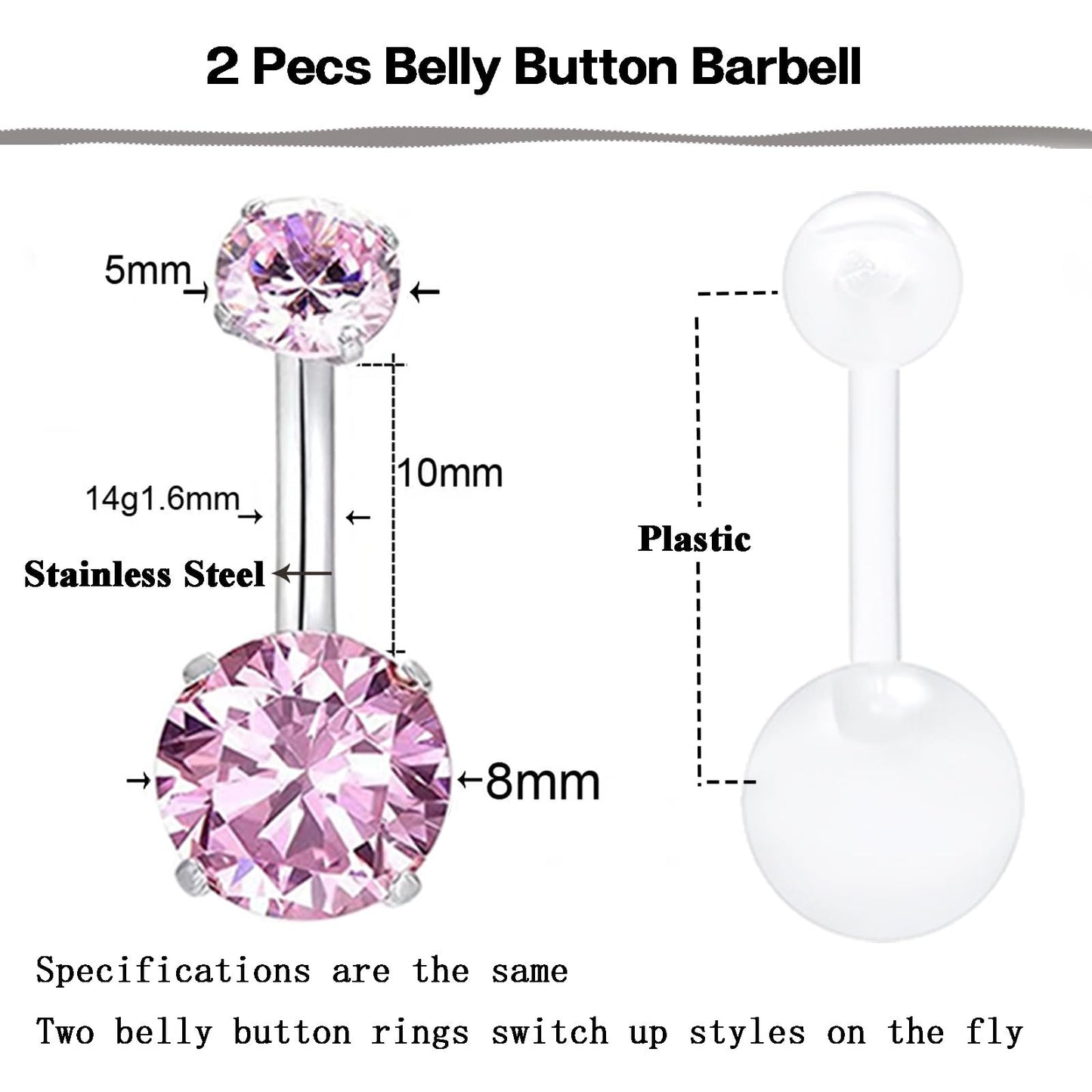 Vessantara Belly Button Piercing Kit Piercing Needles Navel Piercing Kits 10 PCS at Home Belly Piercing Kit Self Piercing Gun Belly Button Ring