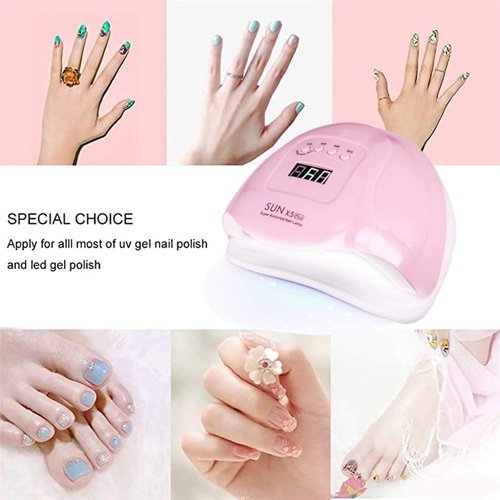 UV LED Nail Lamp, 80W Professional Nail Dryer for Gel Polish Curing - 4 Timer Settings, Fast Drying for Fingers and Toes, Home Salon Manicure Light, Pink