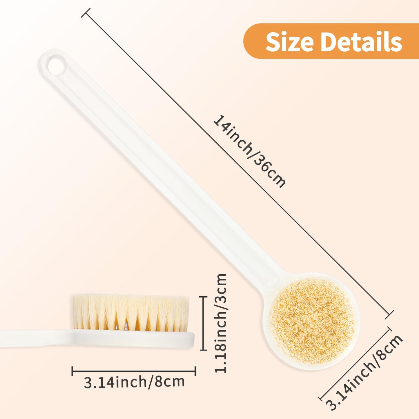 Shower Brush with Soft Bristles, Long Handled Back Bcrubber for Shower,Body Exfoliator for Bath or Dry Brushing, for Men Women Elderly
