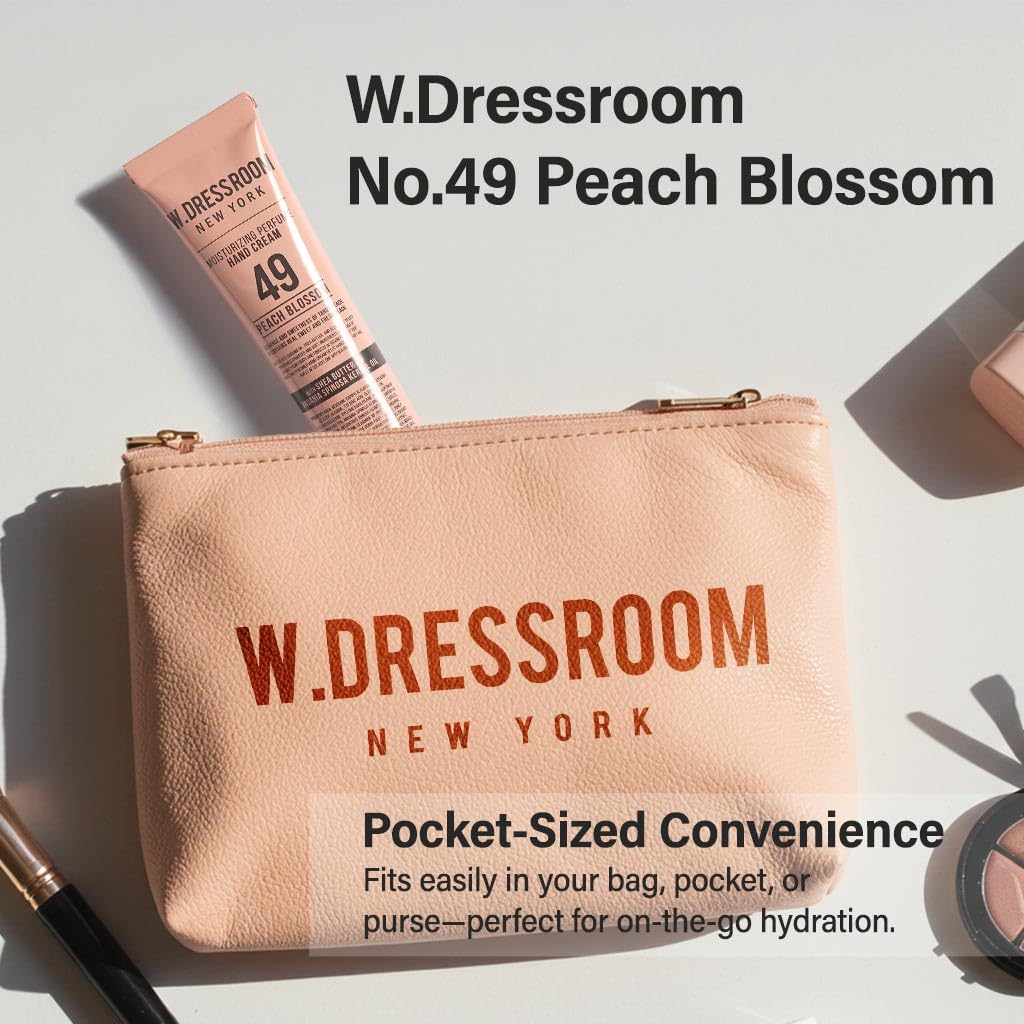 W.Dressroom Moisturizing Hand Cream - Non-Greasy, Quick-Absorbing Formula | Travel Size 1.69 fl oz (50 ml) - No.49 Peach Blossom Scent