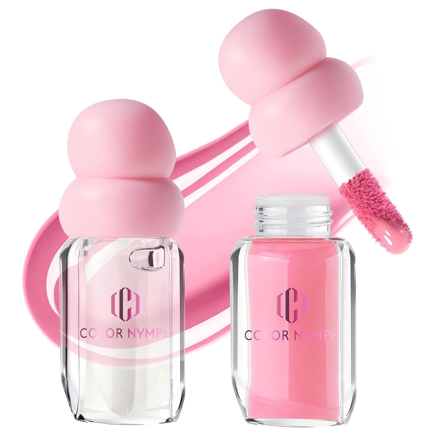 Skiennix Color Nymph Lip Oil & Gloss Set - Hydrating, Non-Sticky Lip Makeup with Jojoba Oil & Hyaluronic Acid | #04 Ballet Pink