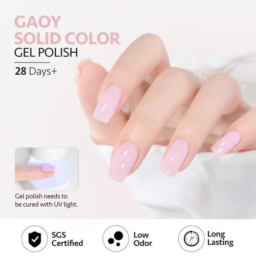 GAOY Baby Pink Gel Nail Polish, 16ml Soak Off UV Light Cure Gel Polish for Nail Art DIY Manicure at Home, Color 1525