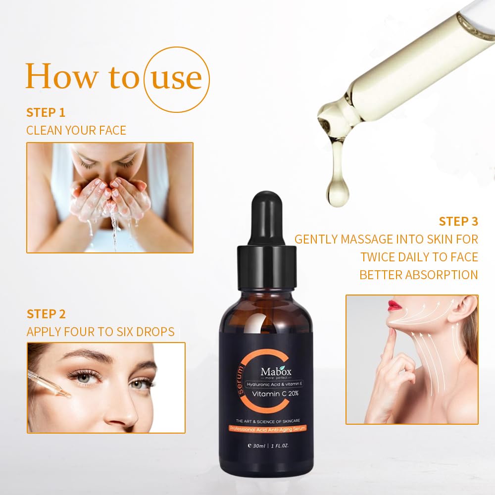 Skiennix Vitamin C Face Serum - Brightening & Hydrating with Hyaluronic Acid & Vitamin E | 1 fl. oz