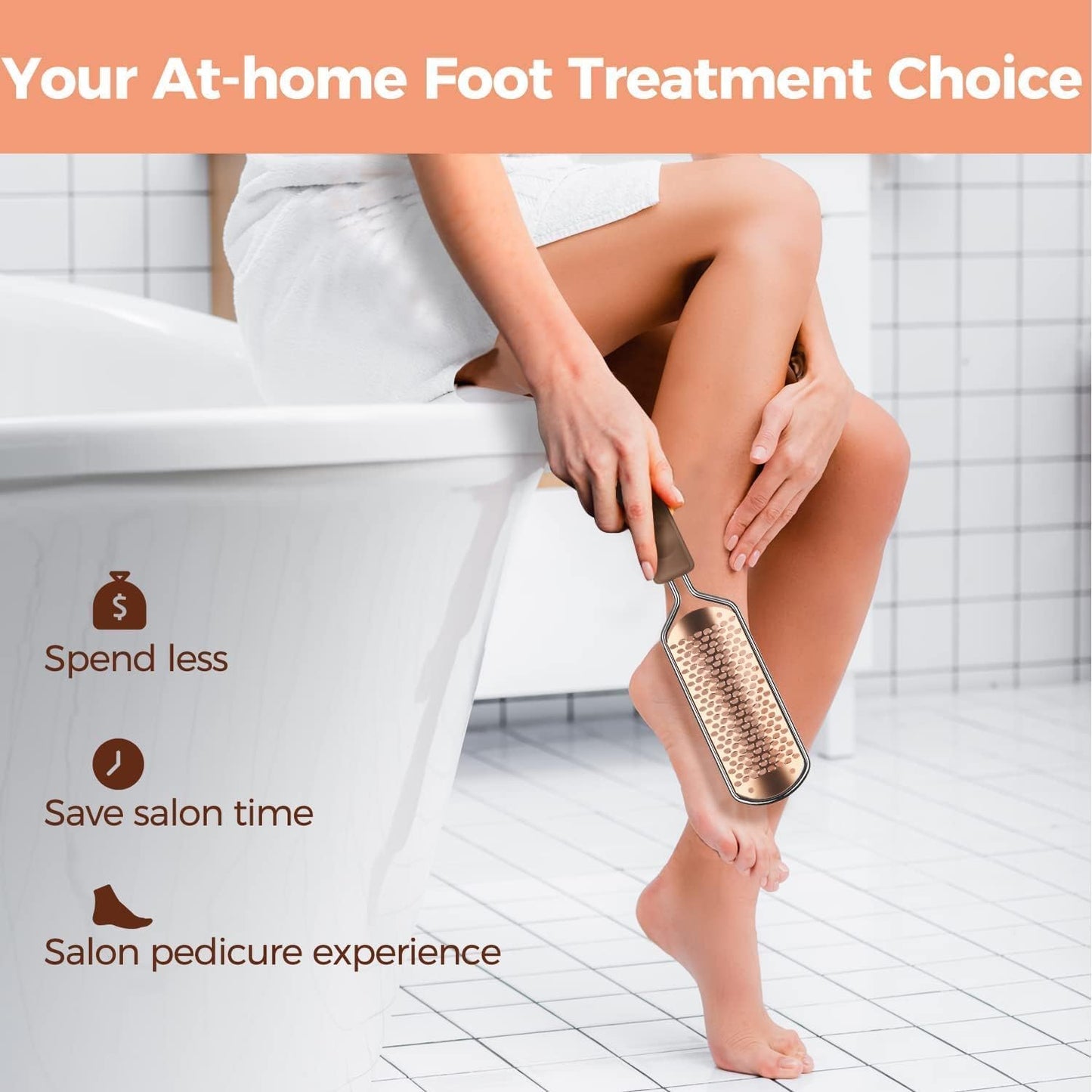Easkep Foot File - Professional Callus Remover & Scrubber for Dry/Wet Feet | Golden Finish