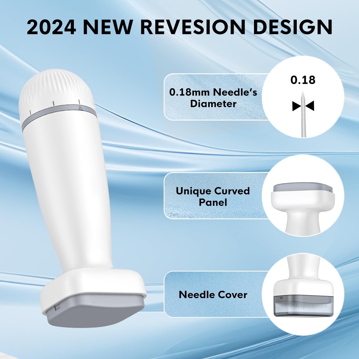 Titanium Derma Stamp Roller,Professional Microneedling Stamp pen for Beard Face Body 0.25 mm, DermaStamp for Home Use