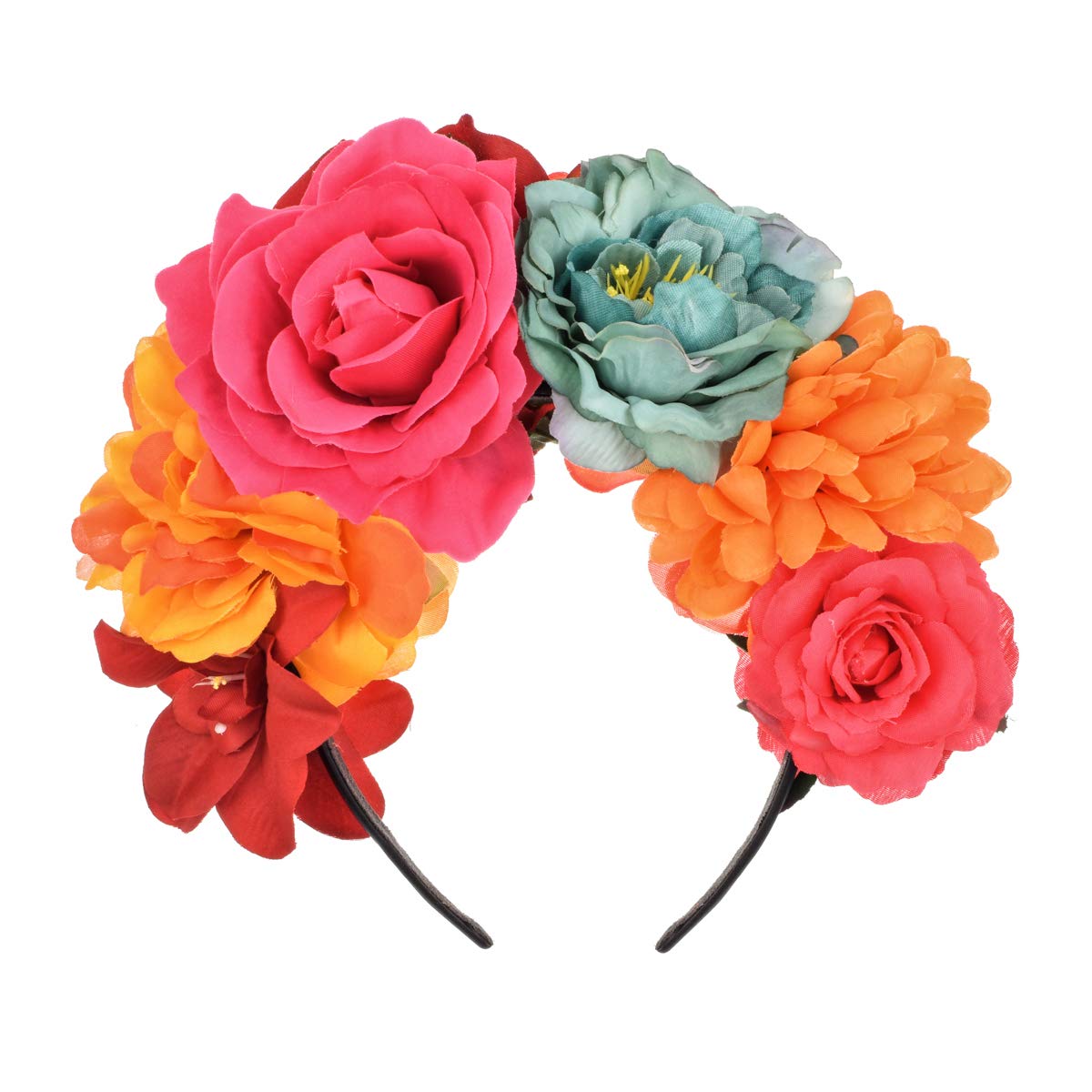 Vividsun Day of The Dead Headband Costume Rose Mexican Flower Headband (D/rose Mixed color)