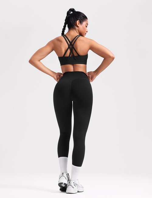 POSHDIVAH Women's Mid-Impact Sports Bra - Removable Padding & Criss Cross Back for Yoga, Running, Gym