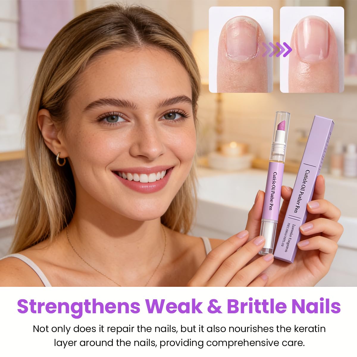 Skiennix 2-in-1 Cuticle Oil Pen & Pusher - Moisturizing Nail Care Tool for Easy Application (2PCS)