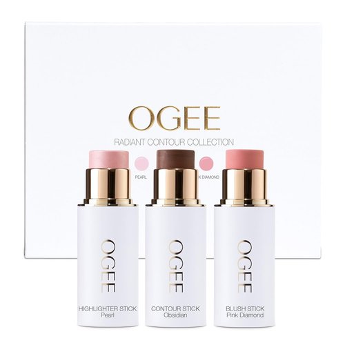 Ogee Face Stick Radiant Collection Trio | Organic Contour Makeup Set - Bronzer, Blush & Highlighter