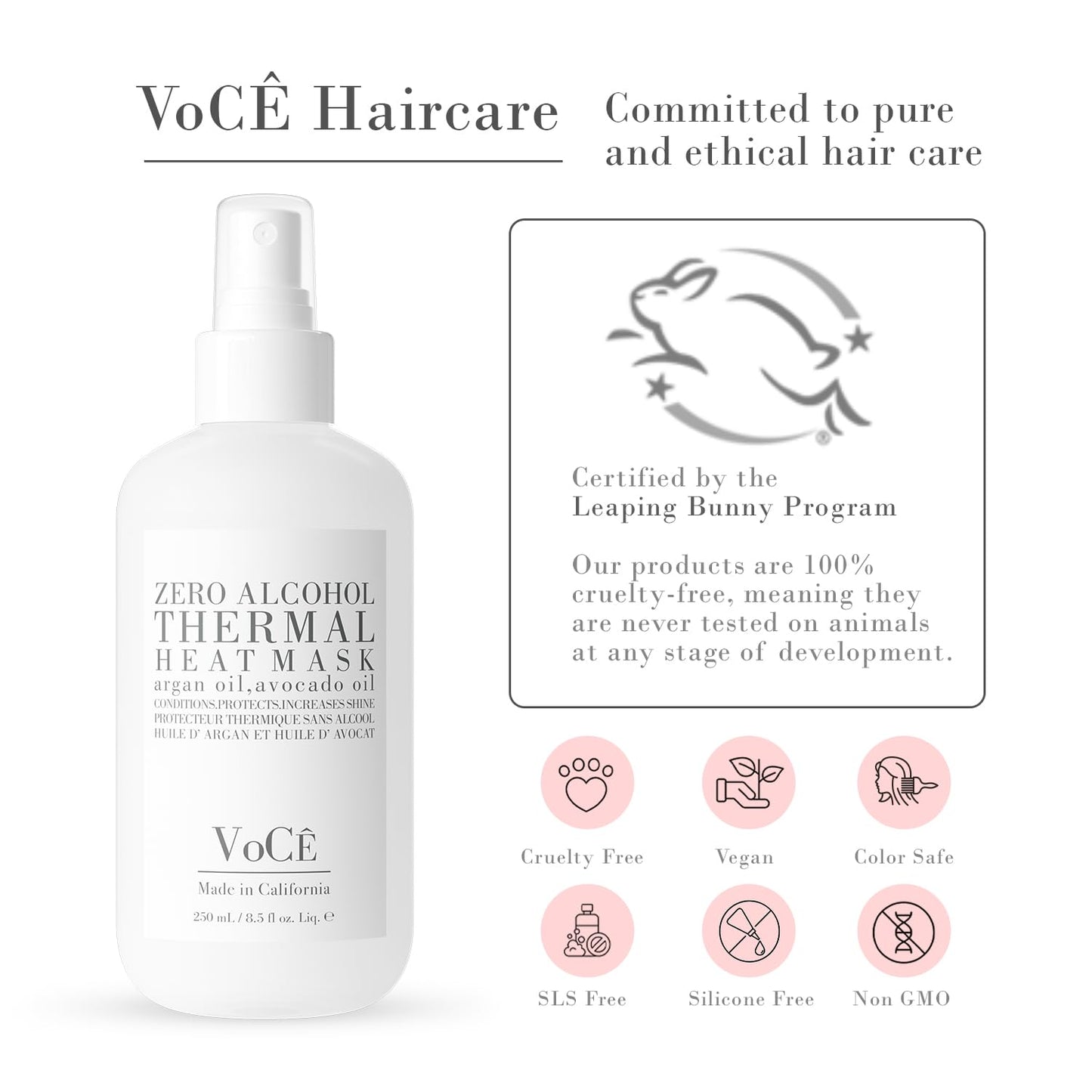 VoCÊ Thermal Protection Haircare Spray | Natural Heat Protectant for Hair | Memory Retention, Anti-Frizz, Non-Toxic, Cruelty-Free, Vegan (8.5 oz | 250 ml)