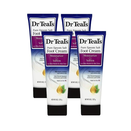 Dr. Teal's Epsom Salt Foot Cream Gift Set | Moisturizing 4-Pack (8oz Each) - Soothes Aches with Shea Butter & Aloe Vera