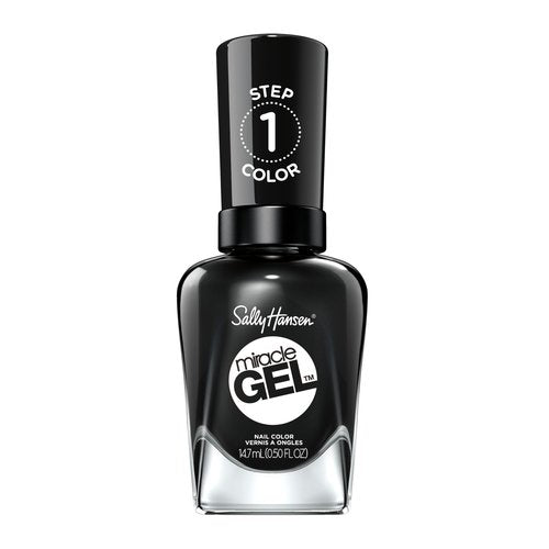 Sally Hansen Miracle Gel Salon Quality Nail Polish | Gel-Like Formula, Two-Step System, No UV Light Needed, Long Lasting | Opaque, | Opaque, Glossy | 849 Onyx-Pected | Black Nail Polish