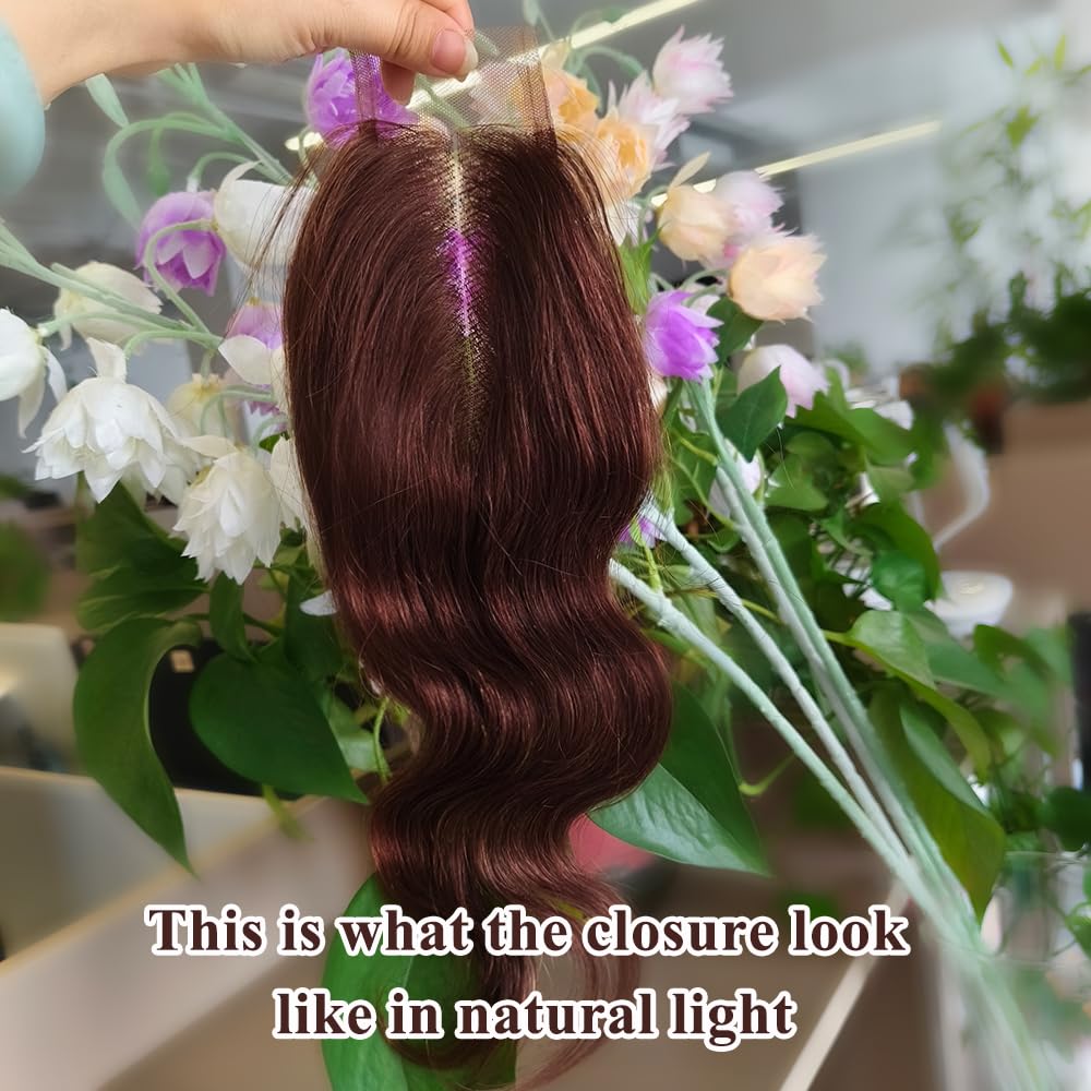 Brown Closure 2x4 HD Body Wave Closure Transparent Lace Closure Brazilian Virgin Human Hair Lace Closure 4# Brown Color (12 Inch)