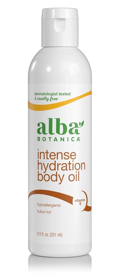Alba Botanica Intense Hydration Body Oil - Kukui Nut & Vitamin E, 8.5 Oz | Deep Moisturizing Formula
