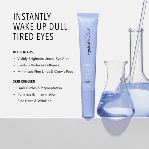 HydroPeptide Vital Eyes - Instant Awakening Serum with Cooling Rollerball | 0.5 Ounce Under Eye Moisturizer