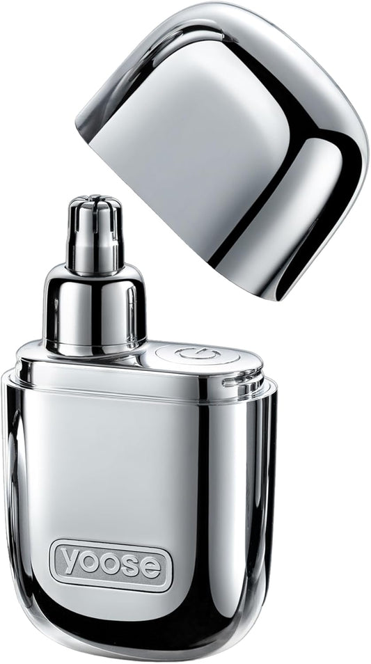 Yoose Nose Hair Trimmer - Rechargeable & Waterproof | Portable Travel Size, Easy to Clean, Silver