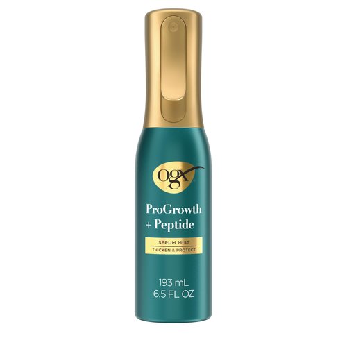 OGX ProGrowth + Peptide Serum Mist, Heat Protectant Spray Instantly Thickens Hair Root to Tip While Protecting from Breakage for Visibly Thicker, Fuller Hair, 6.5 fl. oz
