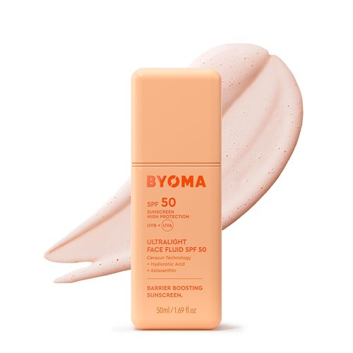 BYOMA SPF 50 Face Fluid - Ultra-Lightweight Sunscreen for All Skin Tones - Luminous Glow, No White Cast - 1.69 fl. oz