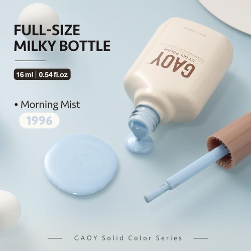 GAOY Pastel Blue Gel Nail Polish, 16ml Soak Off Gel Polish, UV Light Cure for Nail Art DIY Manicure at Home, 1996 Morning Mist