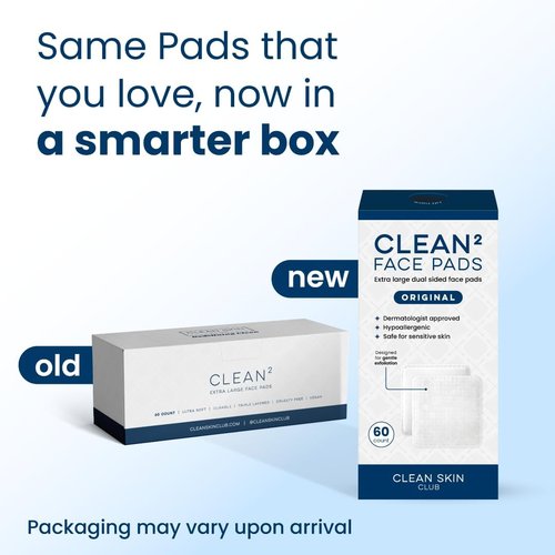 Clean Skin Club Clean² Pads 2.0 - Ultra Soft Organic Disposable Face Pads with Triple Layers | New Improved Edges