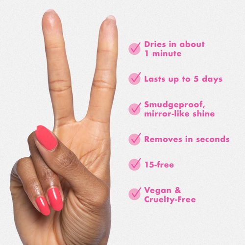 Olive & June Quick Dry Nail Polish - Pomodoro Tomato Red-Pink | Vegan, 15-Free, Smudgeproof | Lasts Up to 5 Days