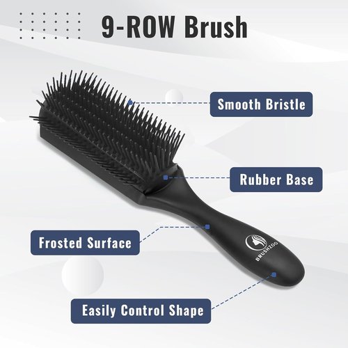 BrushZoo Detangling Hair Brush Set - Perfect for Curly & Natural 3/4ABC Hair | Includes Wide Tooth Comb & Spray Bottle
