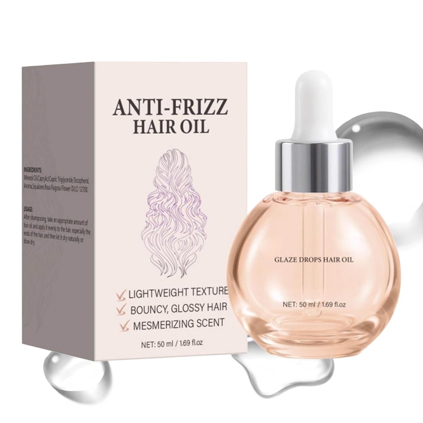 Skiennix Hair Gloss Oil - Anti-Frizz Glaze Drops for Smooth, Shiny Hair | Hydrating Serum (1.69 fl oz)