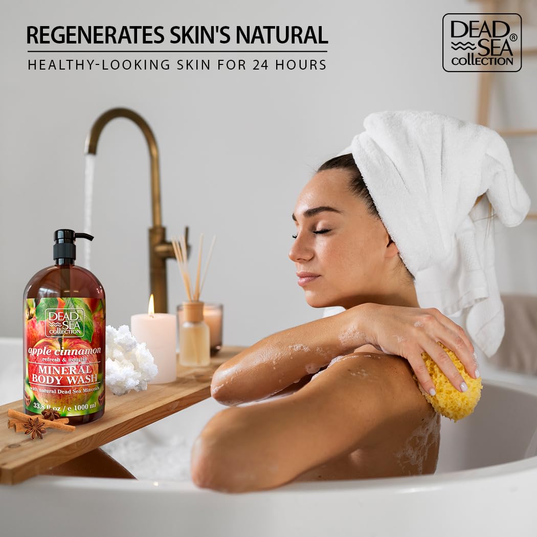 Dead Sea Collection Apple Cinnamon Body Wash for Women and Men – with Pure Dead Sea Minerals and Apple Cinnamon Extract - Cleanses and Moisturizes Skin - Pack of 2 (67.6 fl. oz)