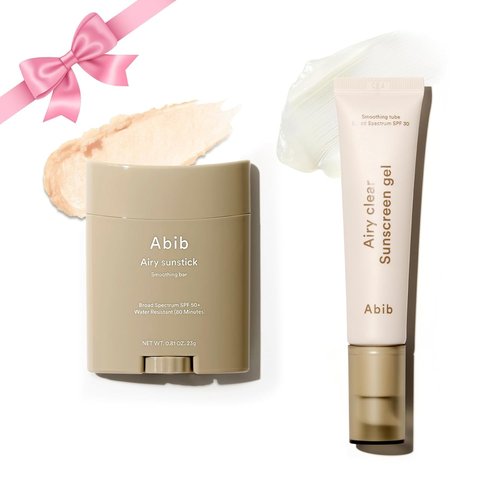 Abib Airy Sun Care Duo - Broad Spectrum Sunscreen Set with Pore-Blurring Finish | 2 Count