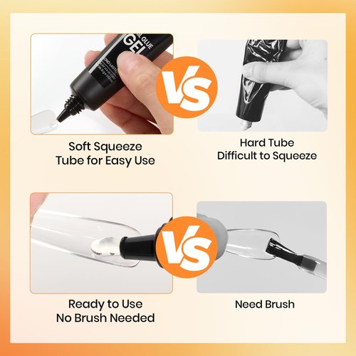 Beetles 2Pcs*20g Solid Nail Glue Gel, Tipex Soft Nail Tips Glue Super Strong for Acrylic Nails Extension Fake Nails Clear Press On Nails, Spring Nail Art, U V Light Required
