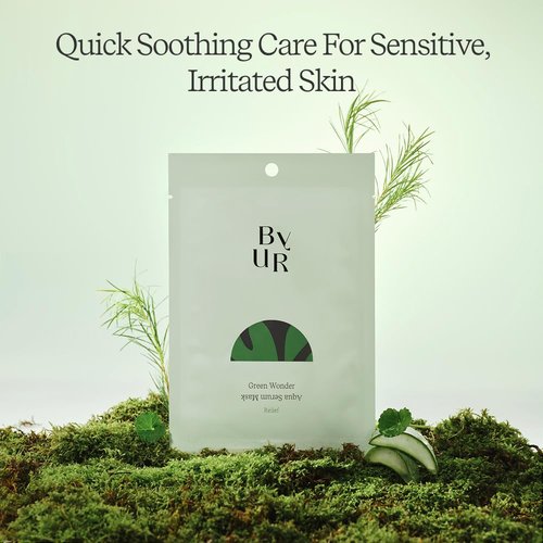 ByUR Green Wonder Aqua Serum Mask - Soothing Oil Control & Gentle Exfoliation for Sensitive Skin | 4-Pack