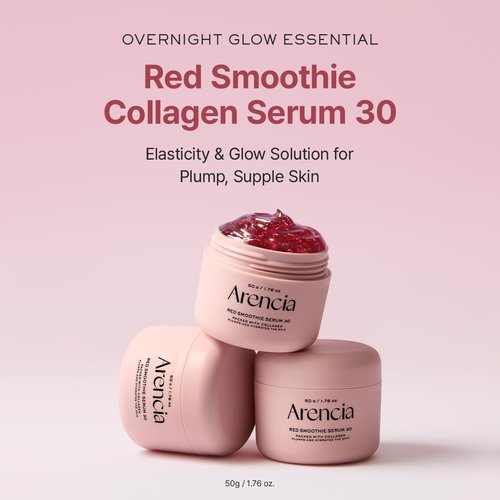 Arencia Overnight Face Serum - Glowing & Soothing with 30% Red Collagen, Niacinamide & Vitamin E