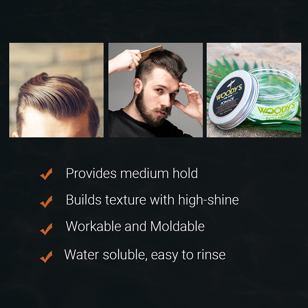 Woody's Hair Clay for Men – Matte Finish, Styling Pomade for Men Stronghold, Firm and Flexible Control, 3.4 oz. 2-Pack